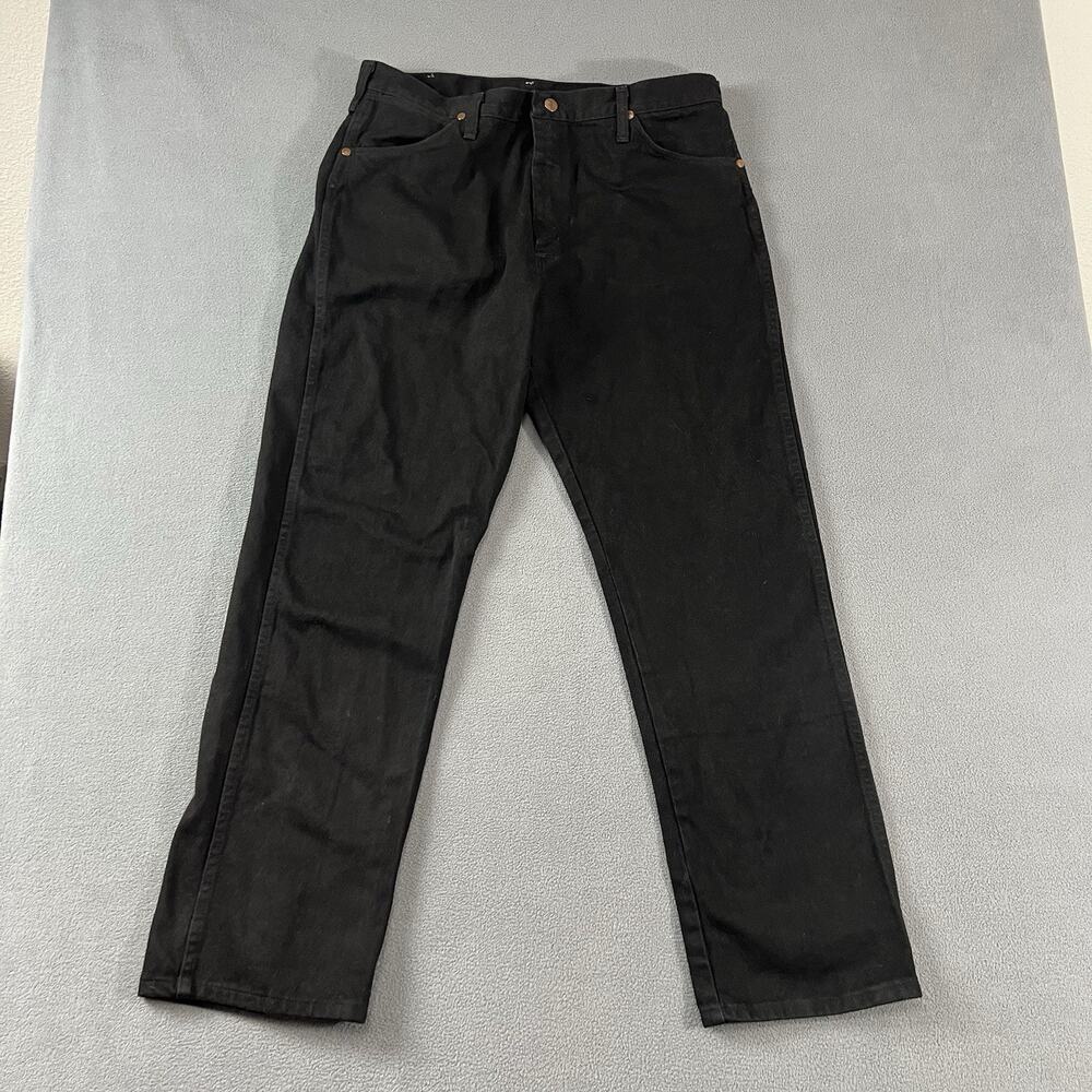 Wrangler Jeans Mens Size 36X30 Black 13MWZ Western Straight Cowboy Cut Rodeo